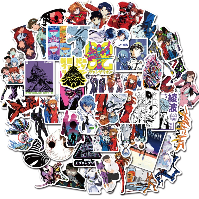 50PCS Cartoon Anime Evangelion Sticker Genesis Japanese Comic Decal Waterproof DIY Car Suitcase Graffiti Guitar Sticker 1 - Evangelion Shop