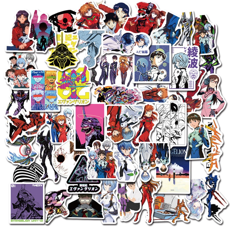 50PCS Cartoon Anime Evangelion Sticker Genesis Japanese Comic Decal Waterproof DIY Car Suitcase Graffiti Guitar Sticker - Evangelion Shop