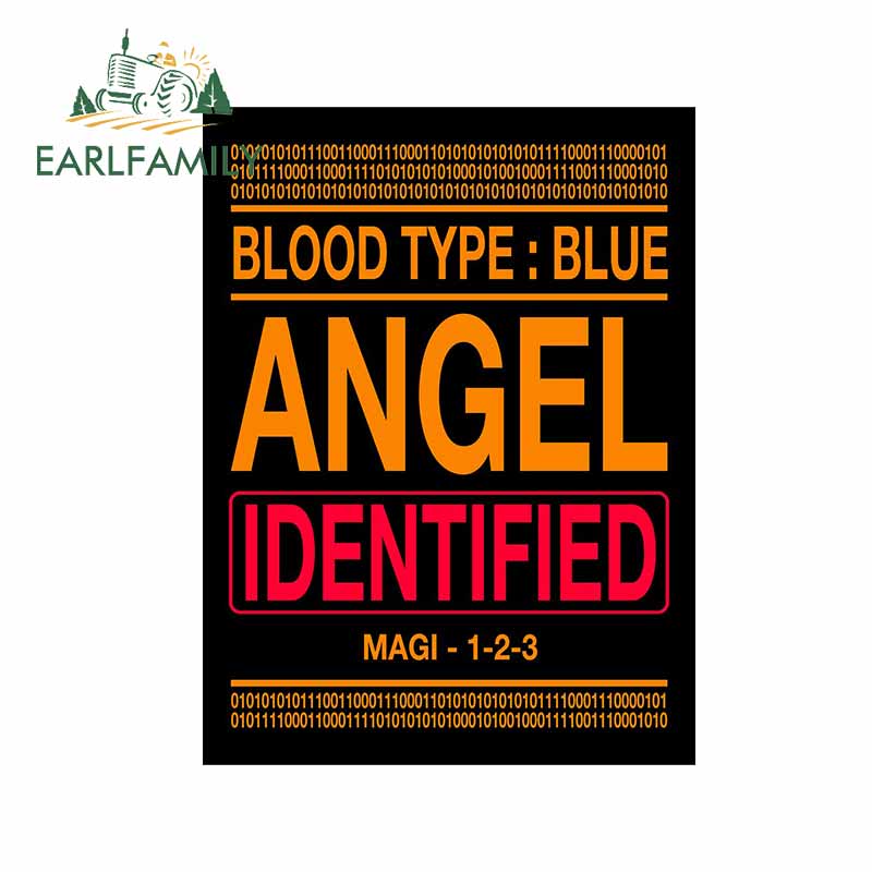 EARLFAMILY 13cm x 9 8cm for Evangelion Angel Identified Car Stickers Personality Motorcycle Surfboard Decal VAN - Evangelion Shop