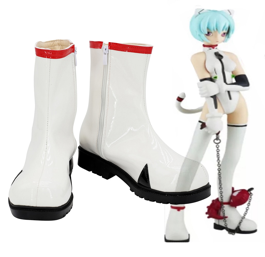 EVA Rei Ayanami Cosplay Boots White Leather Shoes Custom Made Any Size - Evangelion Shop