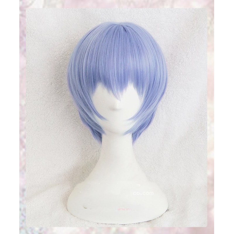 High Quality Anime EVA Short Light Blue Hair Ayanami Rei Heat Resistant Wig Cosplay Headwear Haripins 2 - Evangelion Shop