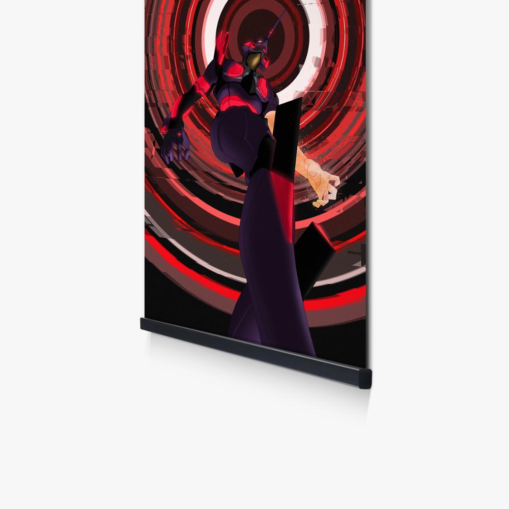 Wall Decor Picture Anime Print Evangelion Unit 01 Mecha Neon Swirl Modular Poster Black Wooden Frame 3 - Evangelion Shop