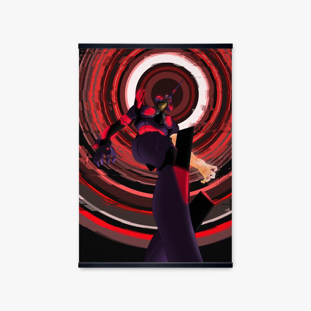 Wall Decor Picture Anime Print Evangelion Unit 01 Mecha Neon Swirl Modular Poster Black Wooden Frame - Evangelion Shop