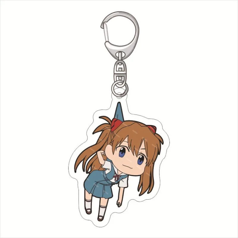 1Pcs Anime Evangelion EVA Acrylic Keychain Cute Ikari Shinji Asuka Rei Ayanami Bag Pendant Keyring Charm 3 - Evangelion Shop